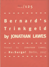 Mini Zine | Bernard's Trinkgeld by Jonathan Lawes