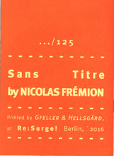 Mini Zine | Sans Titre by Nicolas Frémion